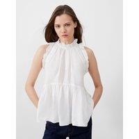 Frill High Neck Sleeveless Peplum Top