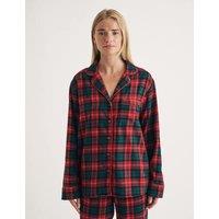 Pure Cotton Checked Revere Collar Pyjama Top