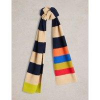 Knitted Colour Block Scarf with Wool