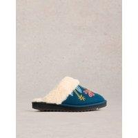 Floral Embroidered Mule Slippers