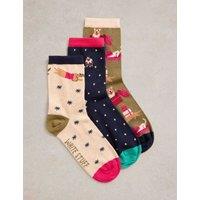 3pk Christmas Cotton Rich Socks