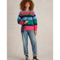 Pure Cotton Striped Crew Neck Jumper