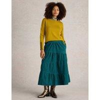 Pure Cotton Cord Midi Tiered Skirt