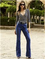 SOSANDAR Kick Flare Jeans Mid Blue