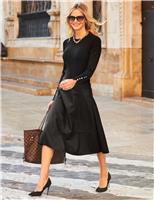 Leather Look Midi A-Line Skirt