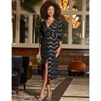 Chevron Print Knot Front Midi Dress