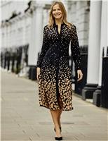 Geometric Fitted Midi Shirt Dress