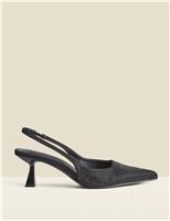 SOSANDAR Kitten Heel Slingback Court Shoes Black