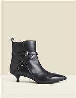 Leather Kitten Heel Ankle Boots