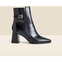 Block Heel Ankle Boots With Buckle Trim