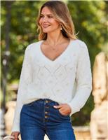 Pointelle Pearl Embellished Jumper