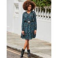 Paisley V-Neck Knee Length Skater Dress