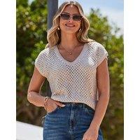 Sequin V-Neck Knitted Top