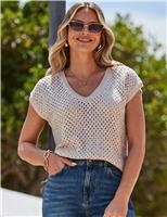 SOSANDAR Sequin V-Neck Knitted Top Gold