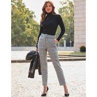 Checked Print Belted Tapered Trousers