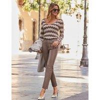 SOSANDAR Leather Straight Leg Trousers Tan