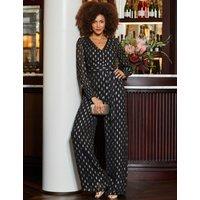 Metallic Spot Ruched Front Jumpsuit