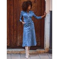 Panelled Detail Button Front Denim Dress