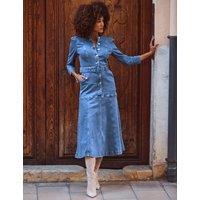 Panelled Detail Button Front Denim Dress