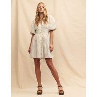 Pure Cotton Striped V-Neck Mini Tea Dress