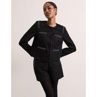 Embellished Collarless Tailored Jacket