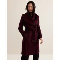 Wool Rich Belted Longline Tailored Coat