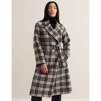 Wool Blend Checked Longline Wrap Coat