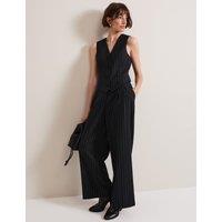 Phase Eight Pinstripe Wide Leg Trousers Navy