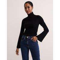 Ribbed Roll Neck Fluted Sleeve Jumper