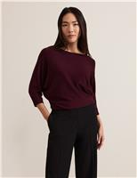 Slash Neck Batwing Sleeve Jumper