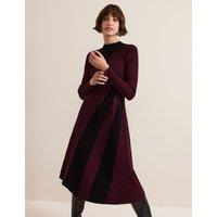 Colour Block High Neck Midi Skater Dress