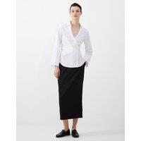 French Connection Cotton Rich Collared V-Neck Asymmetric Shirt White
