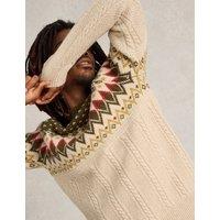 Wool Rich Cable Fair Isle Crew Neck Jumper