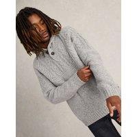 Wool Rich Cable Shawl Collar Jumper