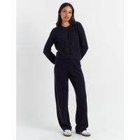 Wool Rich Crew Neck Cardigan with Cashmere
