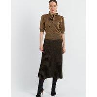 Merino Wool Rich Sparkly Pleated Midi Skirt