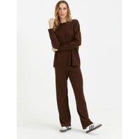 Chinti & Parker Wool Rich Wide Leg Relaxed Joggers with Cashmere Chocolate