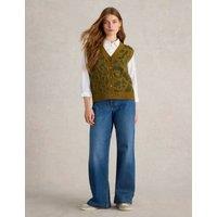 Wool Rich Sparkly V-Neck Sleeveless Cardigan