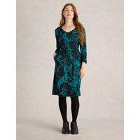 Jersey Printed V-Neck Knee Length Tea Dress