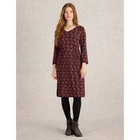 Jersey Printed V-Neck Knee Length Tea Dress