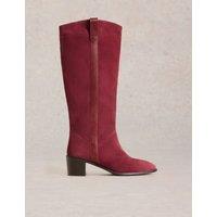 Suede Block Heel Knee High Boots