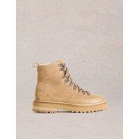 Leather Hiker Lace Up Flat Walking Boots