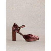 Velvet Ankle Strap Block Heel Sandals