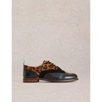 Leather Animal Print Flat Brogues