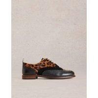 Leather Animal Print Flat Brogues