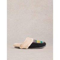 Shearling Lined Knitted Mule Slippers