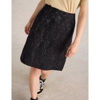 Cotton Blend Jacquard A-Line Skirt