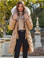 Faux Fur Padded Shawl Collar Puffer Coat