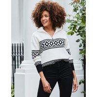 SOSANDAR Detailed Roll Neck Jumper White Mix