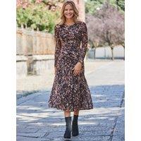 Mesh Ruched Waist Fit And Flare Dress